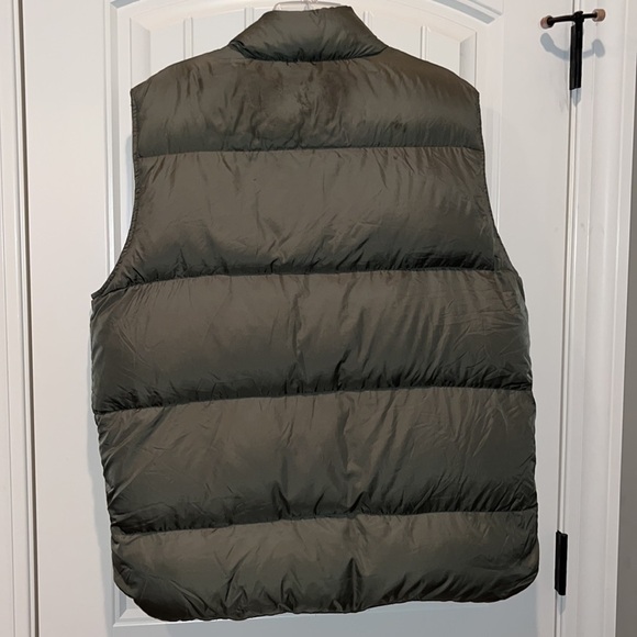 Army Green LL Bean, Goose Down Snap Close Puffer Vest Men’s Size Large Tall - Picture 7 of 13